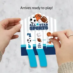 Big Dot of Happiness Go, Fight, Win - Sports - Baby Shower or Birthday Party Game Pickle Cards - Pull Tabs 3-in-a-Row - Set of 12