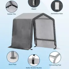 GustoWave 6x8FT Outdoor Portable Storage Shed with Roll-Up Door for Motorcycle, Garden and Tools