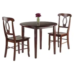 3pc Clayton Drop Leaf Dining Sets with 2 Keyhole Back Chairs Walnut - Winsome