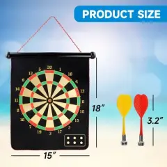 GSE Double-Sided Magnetic Wall-Mounted Baseball & Dart Board Game Set with 6 Safety Darts for Teens