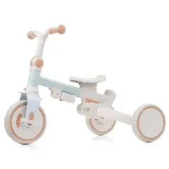 LOVSON 7-in-1 baby tricycle, equipped with removable push bar and footrest, sun canopy, safety guardrail, blue, (suitable for babies aged 1-6 months)