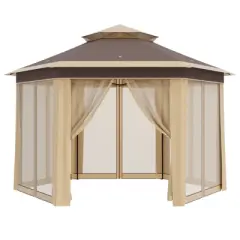 13x13 FT Gazebo Tent, Outdoor Canopy Tent with Mosquito Netting, Double-Layer Pop Up Canopy for Backyard & Patio, Weather-Resistant Pergola