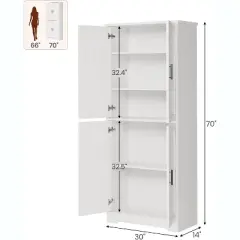 Freestanding Kitchen Pantry Cabinet with Doors and Adjustable Shelves, 70" Tall Storage Cupboard, Versatile Cabinet