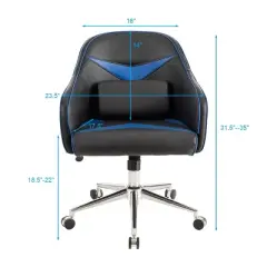 Costway Office Chair Swivel Adjustable Height w/ Massage Lumbar Support Blue