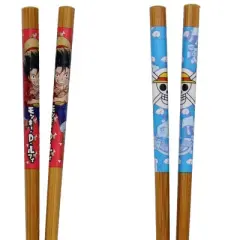 One Piece Luffy Straw Hat Pirates 2 Pairs Reusable Bamboo Chopsticks Gift Set
