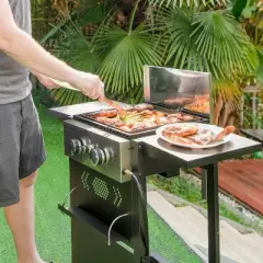 Captiva Designs E02GR010 2-Burner Propane Gas Flat Top Grill and Griddle - Black