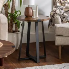 Wrightson Urban Industrial Faux Wrap Leg Round Side Table - Saracina Home