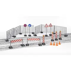 Bruder Construction Set with Railings, Site Signs and Pylons