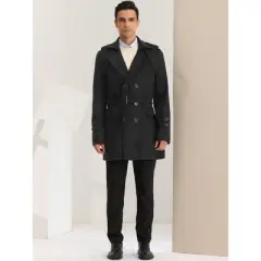 Lars Amadeus Men's Trench Coat Slim Fit Double Breasted Notch Lapel Pea Coat