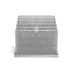 MyOfficeInnovations 5 Compartment Wire Mesh File Organizer Silver 24402450
