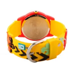 Boys' Disney Cars Lightning McQueen Plastic 3D Strap Time Teacher Watch- Yellow