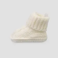 Carter's Just One You&reg; Baby Cable Knitted Slippers - Off-White: Newborn Booties, Pull-On, Flexible Outsole