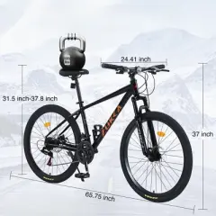 DSVIMOY Bicycles, 26 Inch Mountain Bike, MTB with Suspension Fork for Men and Women, Black, 24.41"*37"*65.75"