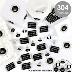 Big Dot of Happiness Prom - Mini Candy Bar Wrappers, Round Candy Stickers and Circle Stickers - Prom Night Party Candy Favor Sticker Kit - 304 Pieces