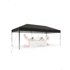 10x20 FT Pop Up Canopy Tent, Commercial Instant Canopy with 210D Oxford Fabric, Heavy Duty Steel Frame, Black