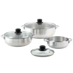IMUSA 3pc Basic Caldero Set with Glass Lid: Aluminum Cookware, 6-Piece, Electric & Gas Compatible, Hand Wash