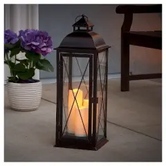 Salerno 27" Triple LED Candle Outdoor Lantern - Smart Living