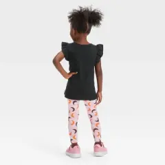 Toddler Girls' Moon 'Glow in the Dark' Short Sleeve Top & Leggings Set - Cat & Jack&trade; Black
