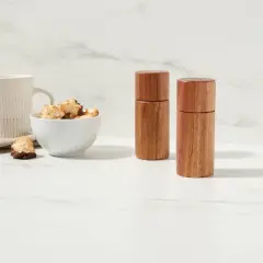 2pc Acacia Round Salt Shaker & Pepper Grinder Set - Threshold&trade;: Brown Spice Mills, 5" Height, 63 Volume Capacity