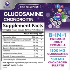 Glucosamine with Chondroitin Turmeric MSM, Triple Strength Joint Support 2100mg - 120 By Nature's Peak