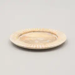 13"Handcrafted Wood White Charger Plate| Wooden Dinning Placemat|Artisan Wood Tableware