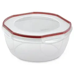 Sterilite Ultra Seal 8.10 Quart Capacity Clear Plastic Food Storage Bowl Container with 4 Point Latching Lids and Easily Stackable Design, 2 Pack