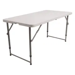 CaliGreen Tools BFUT-01 4 Foot Long Portable Plastic Folding Multipurpose Utility Table with Powder Coated Steel Legs and Built In Carry Handle, White