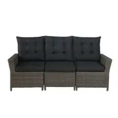 Asti Wicker 3 Seat Reclining Sofa with Cushions - Gray - Alaterre Furniture