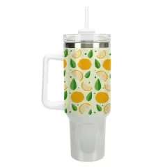 100 North Lemon Citrus Slices Summer Fruit 40 oz. Stainless Steel, Large Water Bottle Coffee Mug, Spill & Leak Resistant, Thermal Travel Tumbler with