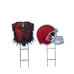 NFL Cleveland Browns 2pk Logo and Helmet Garden Stake Set
