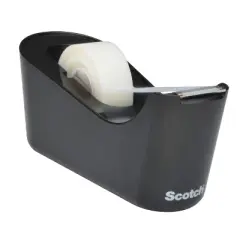 Scotch Tape Dispenser with Tape - Black: Desk Organizer, Plastic, Tape Holder, 6.6" Height, 5.6" Width