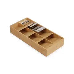 Joseph Joseph Large Bamboo Cutlery Drawer Organizer: Kitchen Utensil Storage, Silverware & Knife Drawer, 2 Year Warranty
