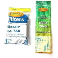 EnviroCare Replacement Vacuum Cleaner Filter Set Designed to fit Bissell Style 7/8/14 Upright Vacuums. 1 HEPA Post Motor Filter and 1 Foam Filter
