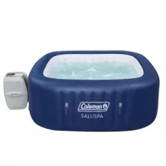 Coleman SaluSpa 4 Person Square Portable Inflatable Outdoor Hot Tub Spa with Intex PureSpa Attachable Cup Holder Refreshment Tray Accessory (2 Pack)