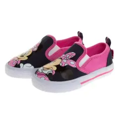 Disney Minnie Mouse Girls No Lace Shoes - Kids Disney Character Loafer Low top SlipOn Casual Tennis Canvas Sneakers (size 5-12 toddler - little kid)