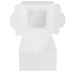 O'Creme White Cardboard Cake Box with Window, 8" x 8" x 4" - Pack of 5