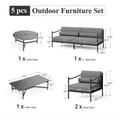 Captiva Designs Outdoor Patio Oversized Premium Conversation Sofa Set with Extra Thick Cushion and Coffee Table