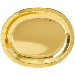 Sparkle and Bash 48-Pack Gold Paper Serving Trays, 10" x 12.5" Oval Food Tray, Disposable Cardboard, Party Supplies