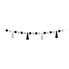 Teacher Created Resources&reg; Black and White Pom-Poms and Tassels Garland