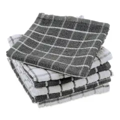 Design Imports Gray Combo Windowpane Dishcloth (Set Of 6)
