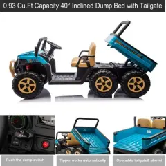 24V 2-Seater Ride On Dump Truck for Kids,4WD Electric UTV,with 6 Wheels,Remote Controlfor Kids Aged 3-5 Years