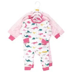 Hudson Baby Infant Girl Cotton Sleep and Play, Girl Dino