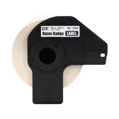 Brother DK-1234 Adhesive Name Badge Paper Labels 3-4/10" x 2-3/10" Black on White 260 Labels/Roll 3