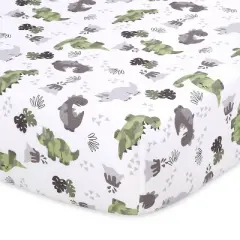 The Peanutshell Fitted Crib Sheets - Green and Gray Dinosaur - 2pk