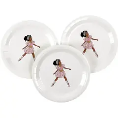 Anna + Pookie 8ct White & Pink Ballerina Large Disposable Paper Party Plates