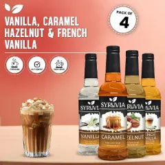 Syruvia Coffee Flavors Variety Pack: Vanilla, Caramel, Hazelnut & French Vanilla 25.4 fl oz Syrup
