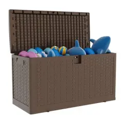 73 Gallon Outdoor Storage Box, Deck Boxes Outdoor Waterproof with Lid,Outside Storage Box Waterproof with Side Handles for Garden Pool