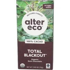Alter Eco Total Blackout Organic Dark Chocolate - Case of 12 - 2.65 oz