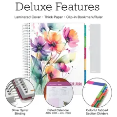 Global Printed Products Deluxe Teacher AY 2025-2026 Planner - 8.5"x11" (Rainbow Floral)