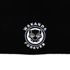 Black Panther Wakanda Forever Superhero Logo Black Cuff Beanie